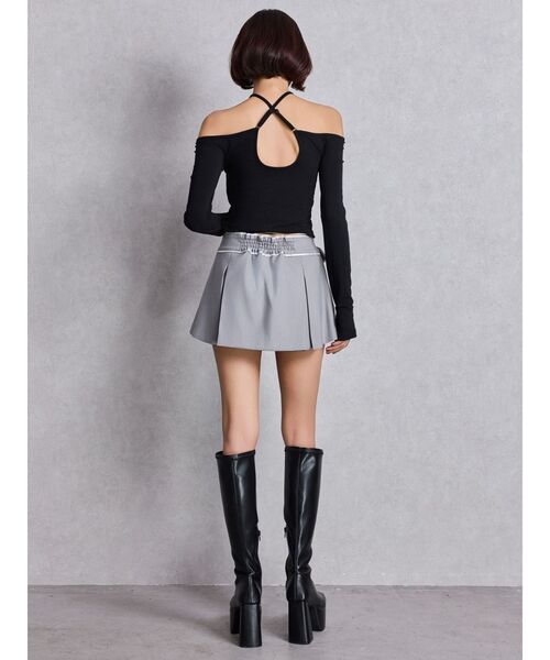 GYDA（ジェイダ）の「カップ付きホルタークロスショートロンT（Tシャツ/カットソー・レディース・ブラック/オフホワイト・FREE）」の6枚目の写真