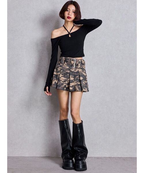 GYDA（ジェイダ）の「カップ付きホルタークロスショートロンT（Tシャツ/カットソー・レディース・ブラック/オフホワイト・FREE）」の7枚目の写真