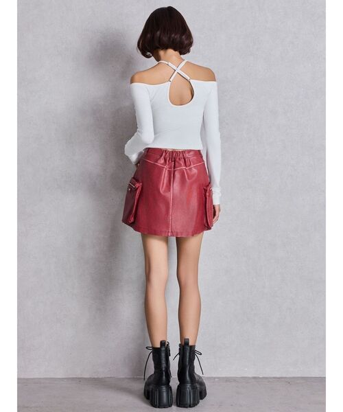 GYDA（ジェイダ）の「カップ付きホルタークロスショートロンT（Tシャツ/カットソー・レディース・ブラック/オフホワイト・FREE）」の13枚目の写真