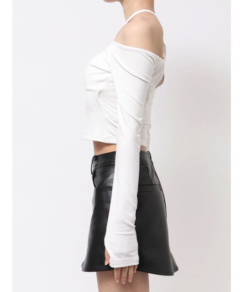 GYDA（ジェイダ）の「カップ付きホルタークロスショートロンT（Tシャツ/カットソー・レディース・ブラック/オフホワイト・FREE）」の19枚目の写真