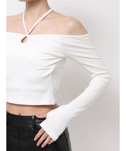 GYDA（ジェイダ）の「カップ付きホルタークロスショートロンT（Tシャツ/カットソー・レディース・ブラック/オフホワイト・FREE）」の22枚目の写真