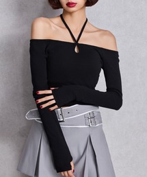 GYDA | カップ付きホルタークロスショートロンT(Tシャツ/カットソー)