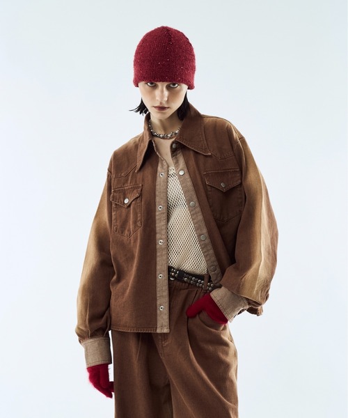Gradation denim shirt jacket / グラデーションデニムショート