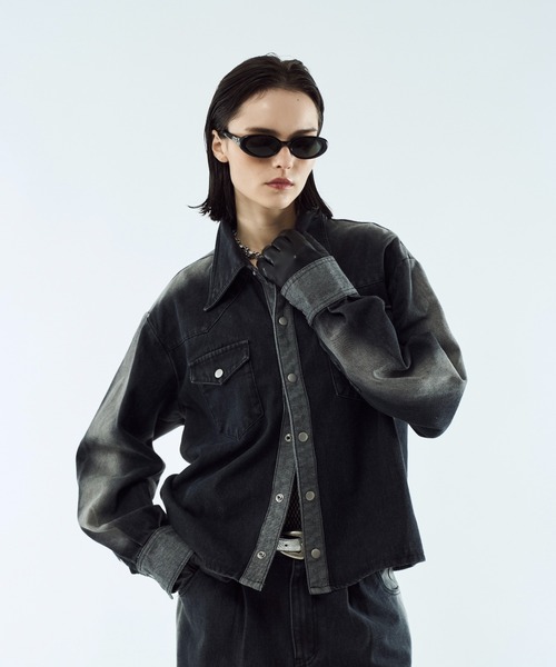 Gradation denim shirt jacket / グラデーションデニムショート