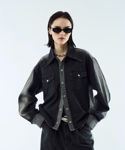 Gradation denim shirt jacket / グラデーションデニムショート