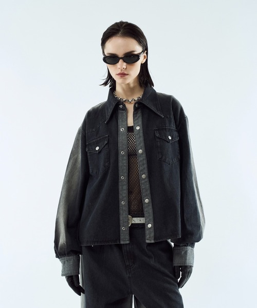 Gradation denim shirt jacket / グラデーションデニムショート