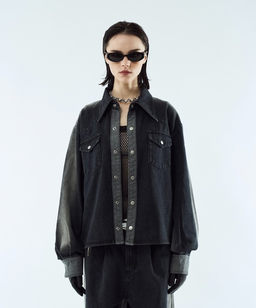 Gradation denim shirt jacket / グラデーションデニムショート
