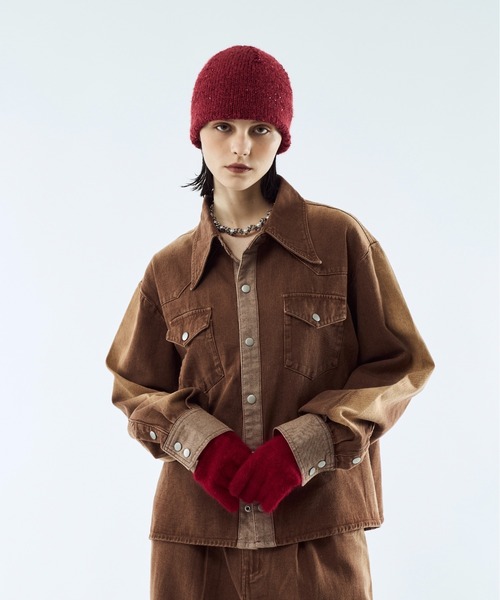 Gradation denim shirt jacket / グラデーションデニムショート