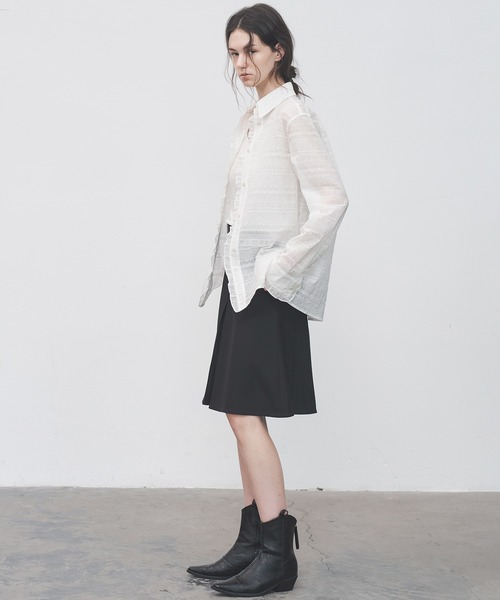 tageechita(タジチタ)の「【tageechita】2WAY タックプリーツ センタープレスミディスカート(スカート・レディース・ブラック/グレイッシュベージュ・S/M/L)」の3枚目の写真