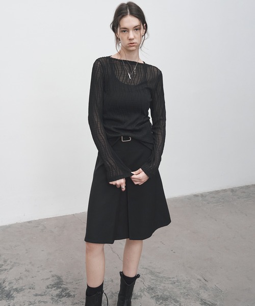 tageechita(タジチタ)の「【tageechita】2WAY タックプリーツ センタープレスミディスカート(スカート・レディース・ブラック/グレイッシュベージュ・S/M/L)」の10枚目の写真