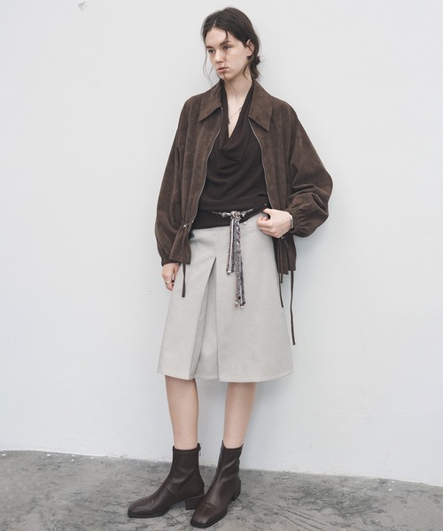 tageechita(タジチタ)の「【tageechita】2WAY タックプリーツ センタープレスミディスカート(スカート・レディース・ブラック/グレイッシュベージュ・S/M/L)」の14枚目の写真