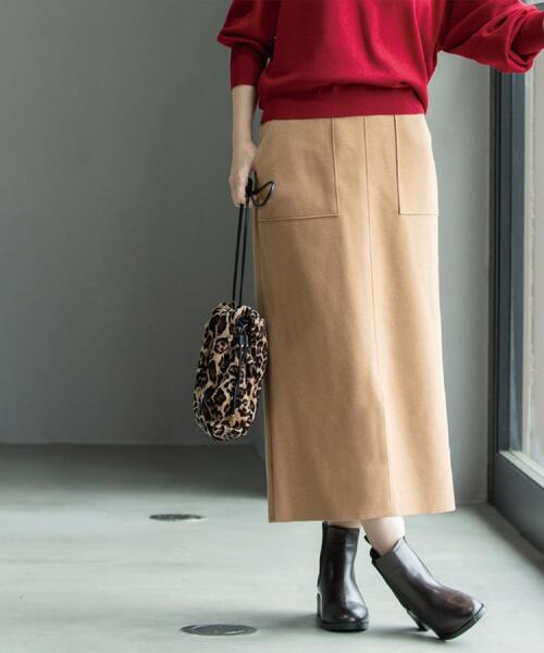 OPAQUE.CLIP（オペークドットクリップ）の「ウールライクタイトスカート【洗濯機洗い可】《8col》（スカート・レディース・グレー/チャコールグレー/ブルー系その他7/ライトベージュ/ブラック系7/ブラウン系その他5/キャメル/ボルドー・36/38/40/42）」の7枚目の写真