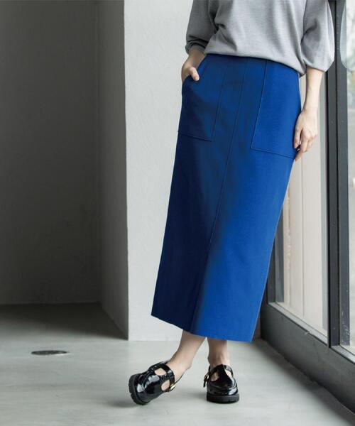 OPAQUE.CLIP（オペークドットクリップ）の「ウールライクタイトスカート【洗濯機洗い可】《8col》（スカート・レディース・グレー/チャコールグレー/ブルー系その他7/ライトベージュ/ブラック系7/ブラウン系その他5/キャメル/ボルドー・36/38/40/42）」の6枚目の写真