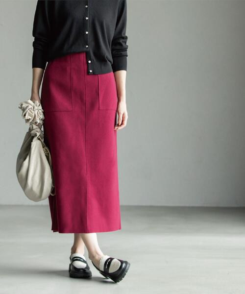 OPAQUE.CLIP（オペークドットクリップ）の「ウールライクタイトスカート【洗濯機洗い可】《8col》（スカート・レディース・グレー/チャコールグレー/ブルー系その他7/ライトベージュ/ブラック系7/ブラウン系その他5/キャメル/ボルドー・36/38/40/42）」の8枚目の写真