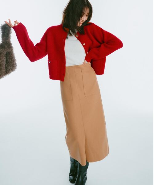 OPAQUE.CLIP（オペークドットクリップ）の「ウールライクタイトスカート【洗濯機洗い可】《8col》（スカート・レディース・グレー/チャコールグレー/ブルー系その他7/ライトベージュ/ブラック系7/ブラウン系その他5/キャメル/ボルドー・36/38/40/42）」の10枚目の写真