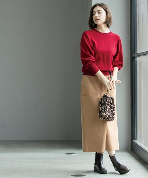 OPAQUE.CLIP(オペークドットクリップ)の「ウールライクタイトスカート【洗濯機洗い可】《8col》(スカート・レディース・グレー/チャコールグレー/ブルー系その他7/ライトベージュ/ブラック系7/ブラウン系その他5/キャメル/ボルドー・36/38/40/42)」の19枚目の写真