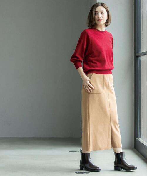 OPAQUE.CLIP(オペークドットクリップ)の「ウールライクタイトスカート【洗濯機洗い可】《8col》(スカート・レディース・グレー/チャコールグレー/ブルー系その他7/ライトベージュ/ブラック系7/ブラウン系その他5/キャメル/ボルドー・36/38/40/42)」の21枚目の写真