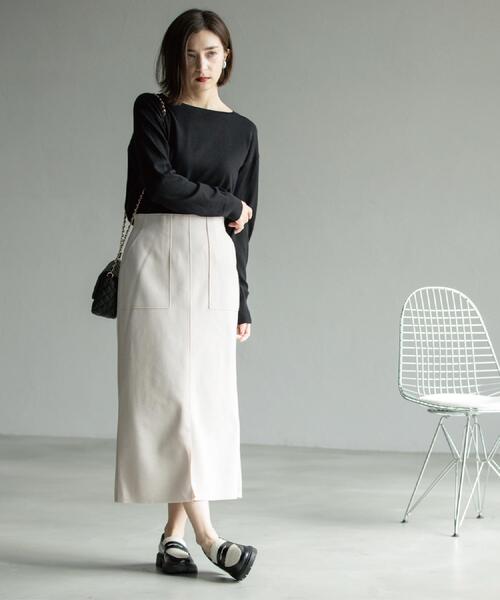 セール】ウールライクタイトスカート【洗濯機洗い可】《8col