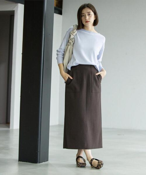 OPAQUE.CLIP（オペークドットクリップ）の「ウールライクタイトスカート【洗濯機洗い可】《8col》（スカート・レディース・グレー/チャコールグレー/ブルー系その他7/ライトベージュ/ブラック系7/ブラウン系その他5/キャメル/ボルドー・36/38/40/42）」の18枚目の写真