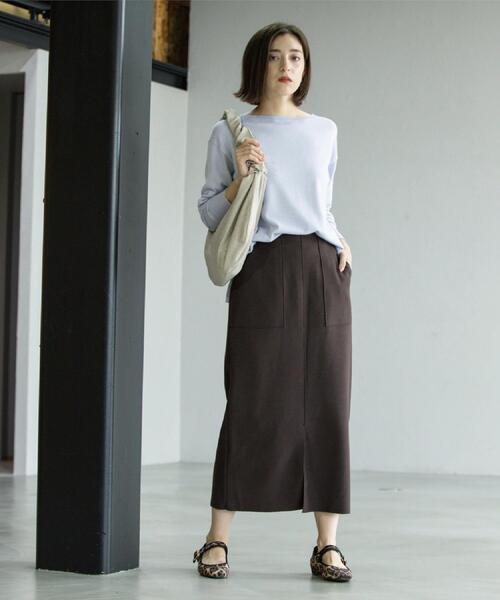 OPAQUE.CLIP（オペークドットクリップ）の「ウールライクタイトスカート【洗濯機洗い可】《8col》（スカート・レディース・グレー/チャコールグレー/ブルー系その他7/ライトベージュ/ブラック系7/ブラウン系その他5/キャメル/ボルドー・36/38/40/42）」の22枚目の写真