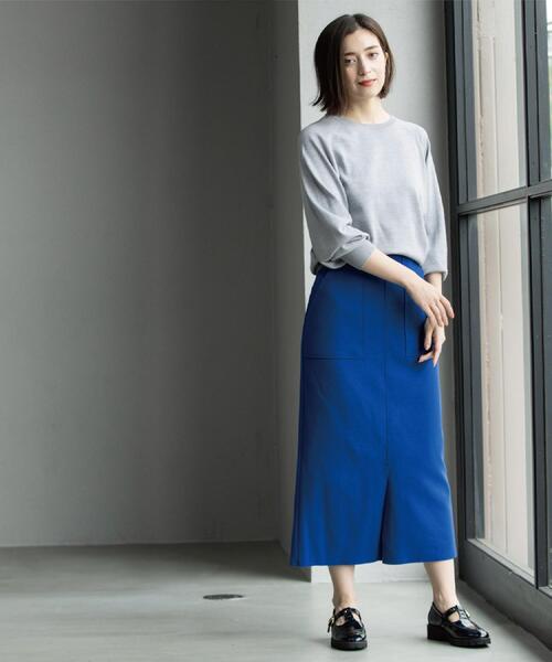 OPAQUE.CLIP（オペークドットクリップ）の「ウールライクタイトスカート【洗濯機洗い可】《8col》（スカート・レディース・グレー/チャコールグレー/ブルー系その他7/ライトベージュ/ブラック系7/ブラウン系その他5/キャメル/ボルドー・36/38/40/42）」の12枚目の写真