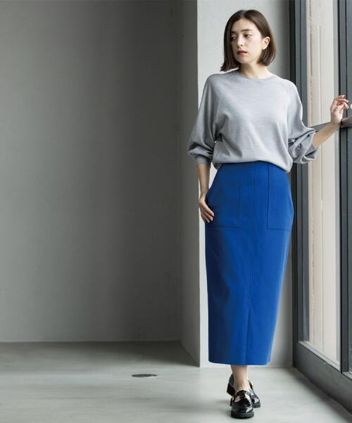 OPAQUE.CLIP（オペークドットクリップ）の「ウールライクタイトスカート【洗濯機洗い可】《8col》（スカート・レディース・グレー/チャコールグレー/ブルー系その他7/ライトベージュ/ブラック系7/ブラウン系その他5/キャメル/ボルドー・36/38/40/42）」の14枚目の写真