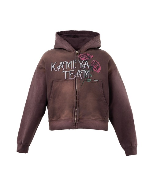 KAMIYA（カミヤ）の「"Rose" Distressed Distressed Zip-up Short Hoodie（スウェット・メンズ・ホワイト/ブラウン/ブラック・M）」の3枚目の写真