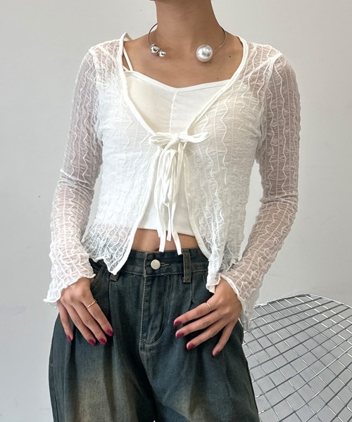 フロントリボン シアーカーディガン（カーディガン/ボレロ）｜SEN