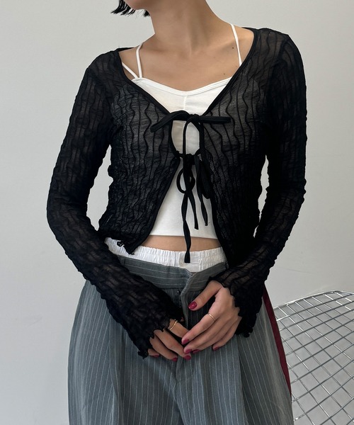 フロントリボン シアーカーディガン（カーディガン/ボレロ）｜SEN