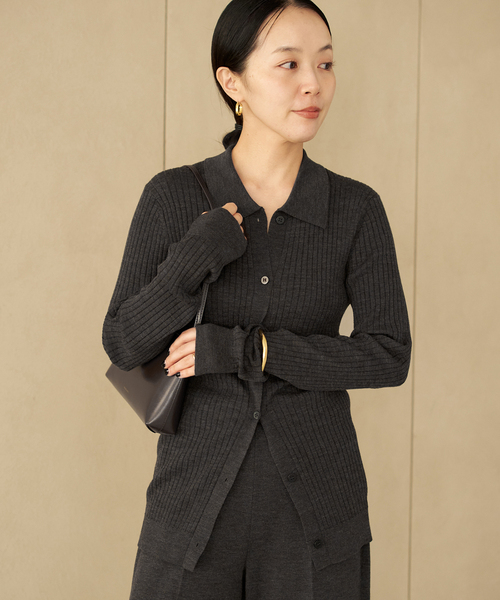 【plage】Collar Wide Rib カーディガン Collar Wide Rib カーディガン（カーディガン/ボレロ）｜Plage