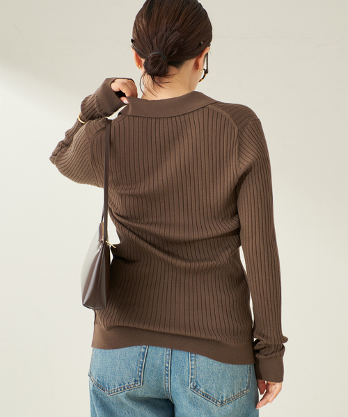 Collar Wide Rib カーディガン（カーディガン/ボレロ）｜Plage