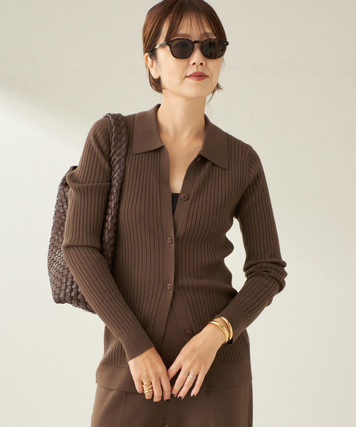 plage（プラージュ）の「Collar Wide Rib カーディガン（カーディガン/ボレロ・レディース・ブラウン/オリーブ・FREE）」の18枚目の写真