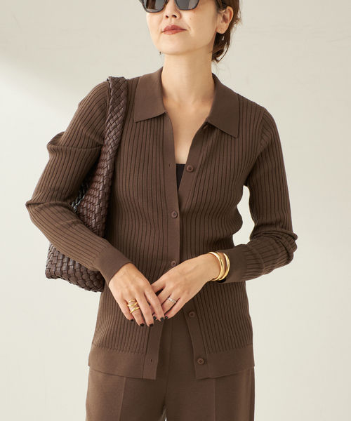 plage（プラージュ）の「Collar Wide Rib カーディガン（カーディガン/ボレロ・レディース・ブラウン/オリーブ・FREE）」の17枚目の写真