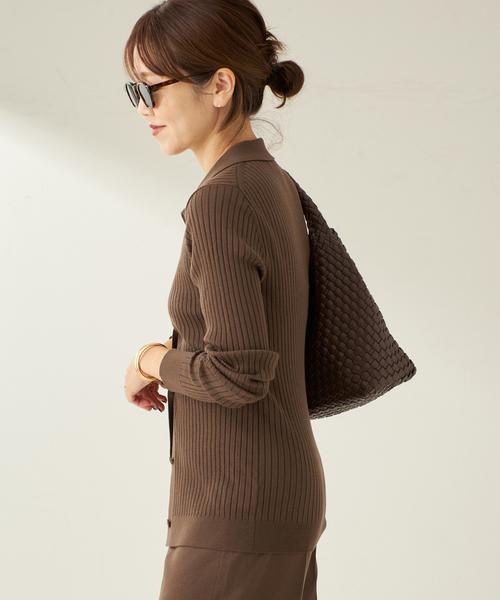 plage（プラージュ）の「Collar Wide Rib カーディガン（カーディガン/ボレロ・レディース・ブラウン/オリーブ・FREE）」の16枚目の写真