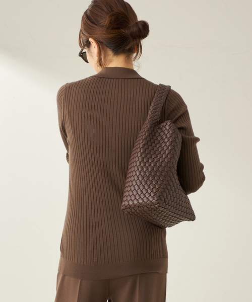 plage（プラージュ）の「Collar Wide Rib カーディガン（カーディガン/ボレロ・レディース・ブラウン/オリーブ・FREE）」の14枚目の写真