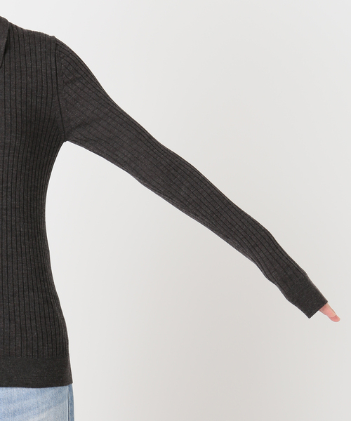 plage（プラージュ）の「Collar Wide Rib カーディガン（カーディガン/ボレロ・レディース・ブラウン/オリーブ・FREE）」の9枚目の写真