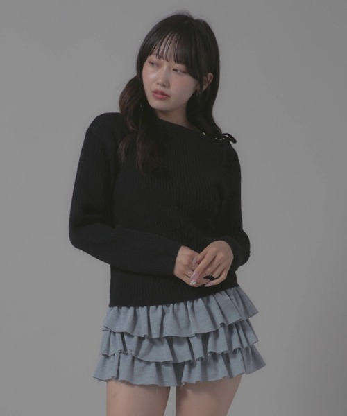 Chick(チック)の「Boatneck Design Knit/ボートネックデザインニット(ニット/セーター・レディース・ホワイト/レッド/ブラック・FREE)」の3枚目の写真