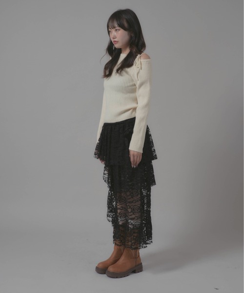Chick(チック)の「Boatneck Design Knit/ボートネックデザインニット(ニット/セーター・レディース・ホワイト/レッド/ブラック・FREE)」の15枚目の写真