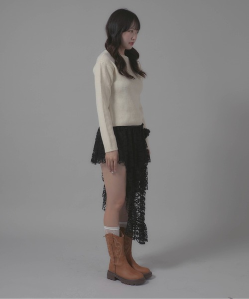 Chick(チック)の「Boatneck Design Knit/ボートネックデザインニット(ニット/セーター・レディース・ホワイト/レッド/ブラック・FREE)」の8枚目の写真