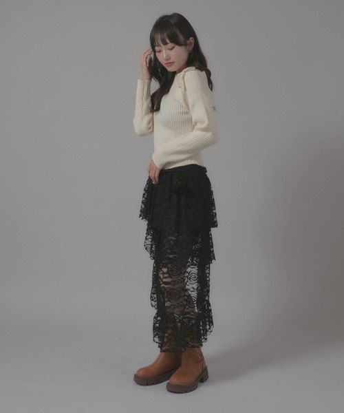 Chick(チック)の「Boatneck Design Knit/ボートネックデザインニット(ニット/セーター・レディース・ホワイト/レッド/ブラック・FREE)」の12枚目の写真
