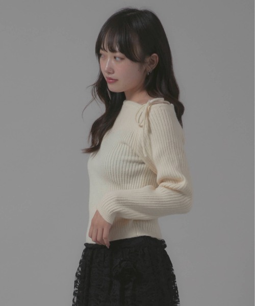 Chick(チック)の「Boatneck Design Knit/ボートネックデザインニット(ニット/セーター・レディース・ホワイト/レッド/ブラック・FREE)」の9枚目の写真
