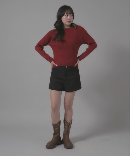 Chick(チック)の「Boatneck Design Knit/ボートネックデザインニット(ニット/セーター・レディース・ホワイト/レッド/ブラック・FREE)」の22枚目の写真