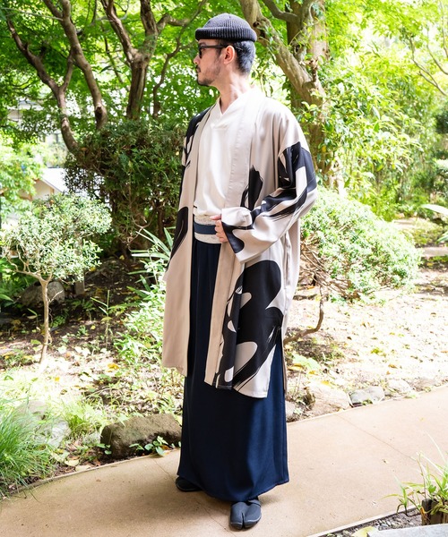 カヤ(カヤ)の「【カヤ】福字画 着物メンズ羽織(カーディガン/ボレロ・メンズ・スミクロ/ベージュ/ダークネイビー・FREE)」の13枚目の写真