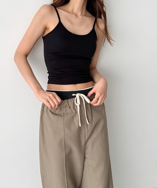 CANAL JEAN（キャナルジーン）の「El mar　バックオープンコットンキャミ（キャミソール・レディース・チャコールグレー/ダークグリーン/ブラック/ブラウン・ONE SIZE）」の2枚目の写真