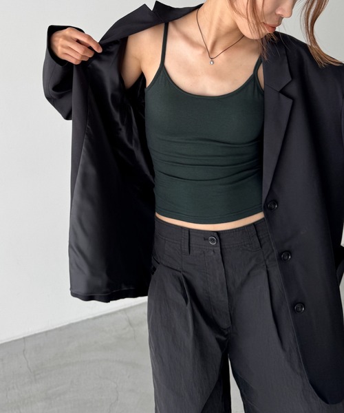 CANAL JEAN（キャナルジーン）の「El mar　バックオープンコットンキャミ（キャミソール・レディース・チャコールグレー/ダークグリーン/ブラック/ブラウン・ONE SIZE）」の4枚目の写真