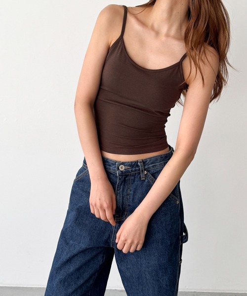 CANAL JEAN（キャナルジーン）の「El mar　バックオープンコットンキャミ（キャミソール・レディース・チャコールグレー/ダークグリーン/ブラック/ブラウン・ONE SIZE）」の5枚目の写真