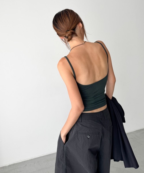 CANAL JEAN（キャナルジーン）の「El mar　バックオープンコットンキャミ（キャミソール・レディース・チャコールグレー/ダークグリーン/ブラック/ブラウン・ONE SIZE）」の8枚目の写真