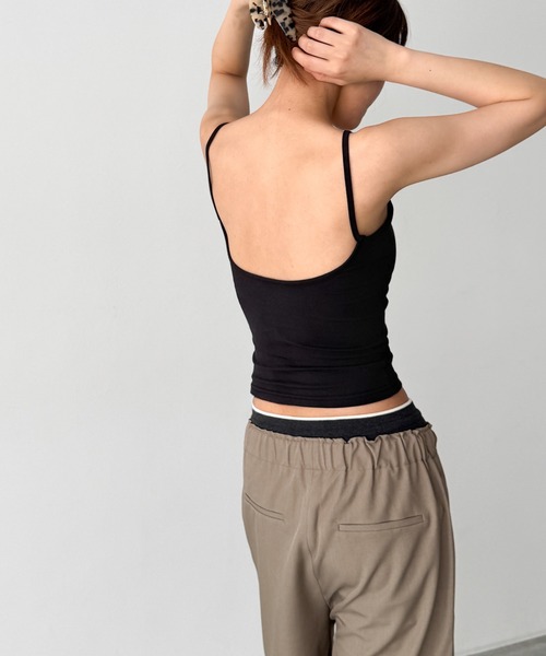 CANAL JEAN（キャナルジーン）の「El mar　バックオープンコットンキャミ（キャミソール・レディース・チャコールグレー/ダークグリーン/ブラック/ブラウン・ONE SIZE）」の6枚目の写真