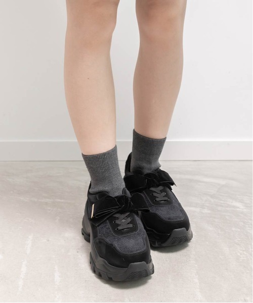 RANDA（ランダ）の「2WAY ソックスドッキングリボンスニーカー（スニーカー・レディース・グレー/ブラック・LL/L/M/S）」の7枚目の写真