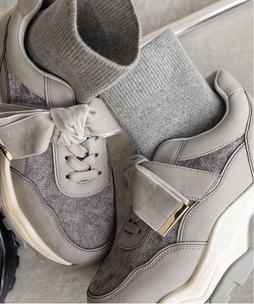 RANDA（ランダ）の「2WAY ソックスドッキングリボンスニーカー（スニーカー・レディース・グレー/ブラック・LL/L/M/S）」の13枚目の写真